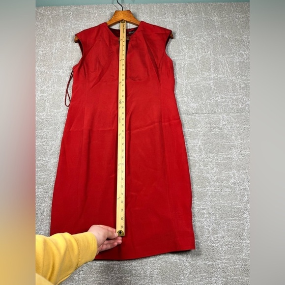 Vintage Ralph Lauren Black Label 100% Silk Red Shift Cocktail Dress Size 10 - Picture 4 of 14